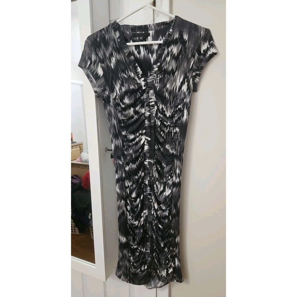 Kenneth Cole New York Women’s Sz Small Ruched Rite Dress Black & White Mosaic